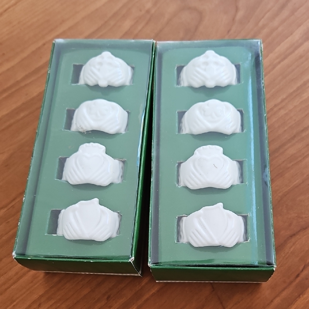 Set Of 8 Celtic Knot Porcelain Napkin Rings Irish Dining Kitchen